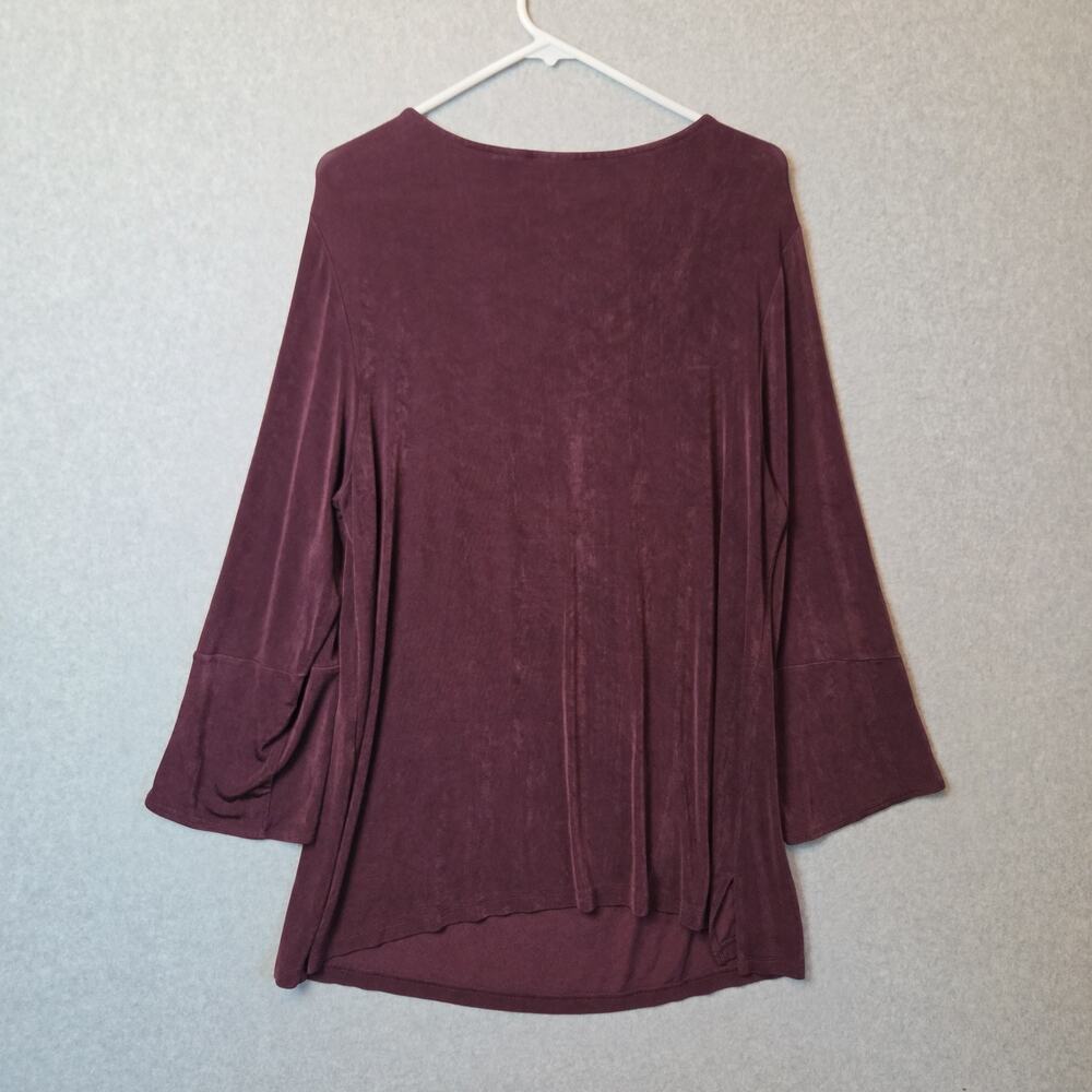 Chico's Travelers Burgundy LS Cowl Neck Flowy Packable Tunic Women's 3 US 16 18 - Picture 6 of 11